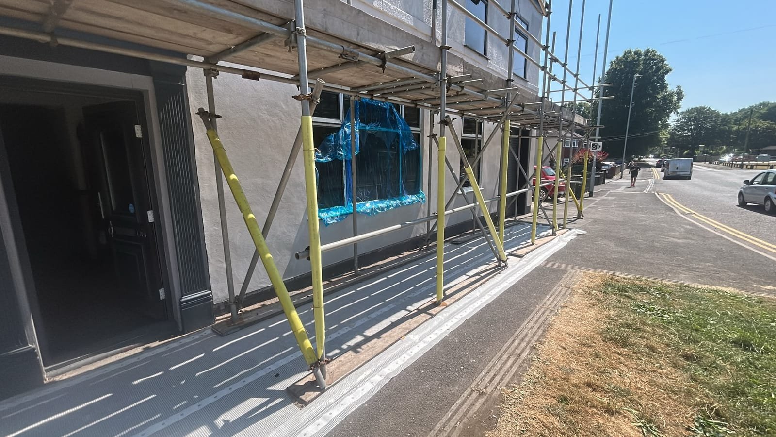 Exterior repair work in progress