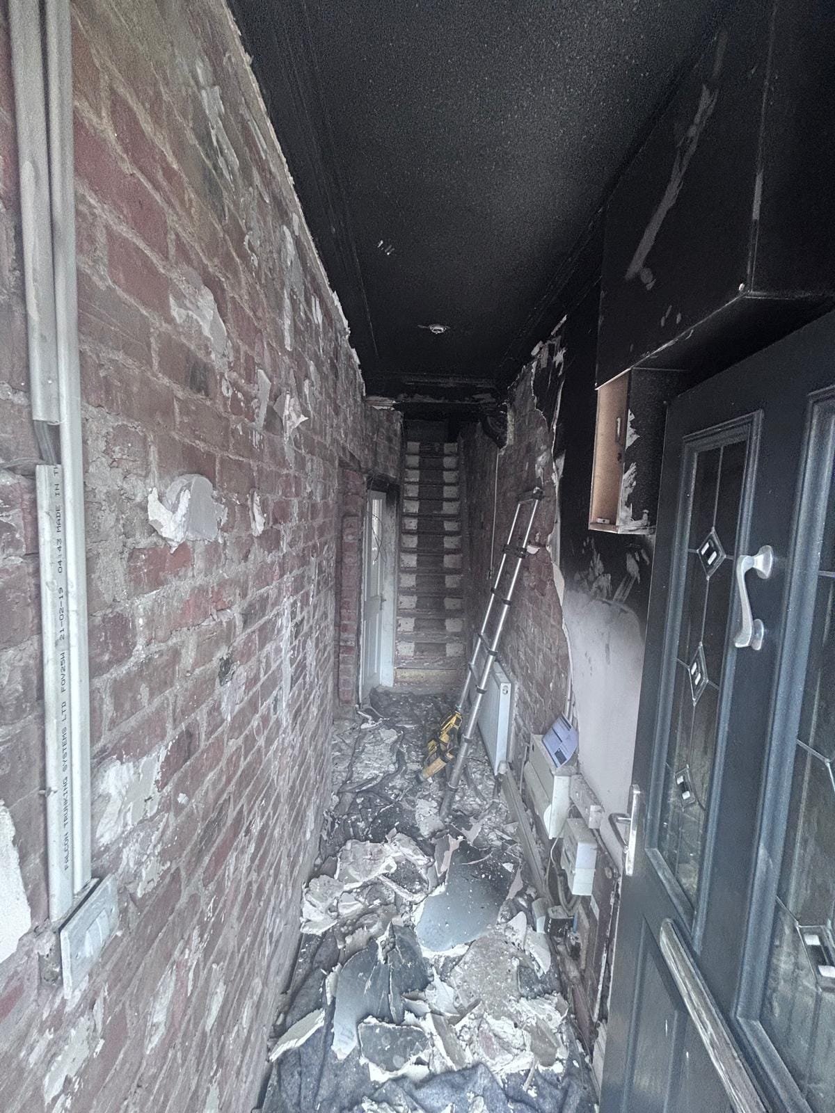 Fire and smoke damage inside the property