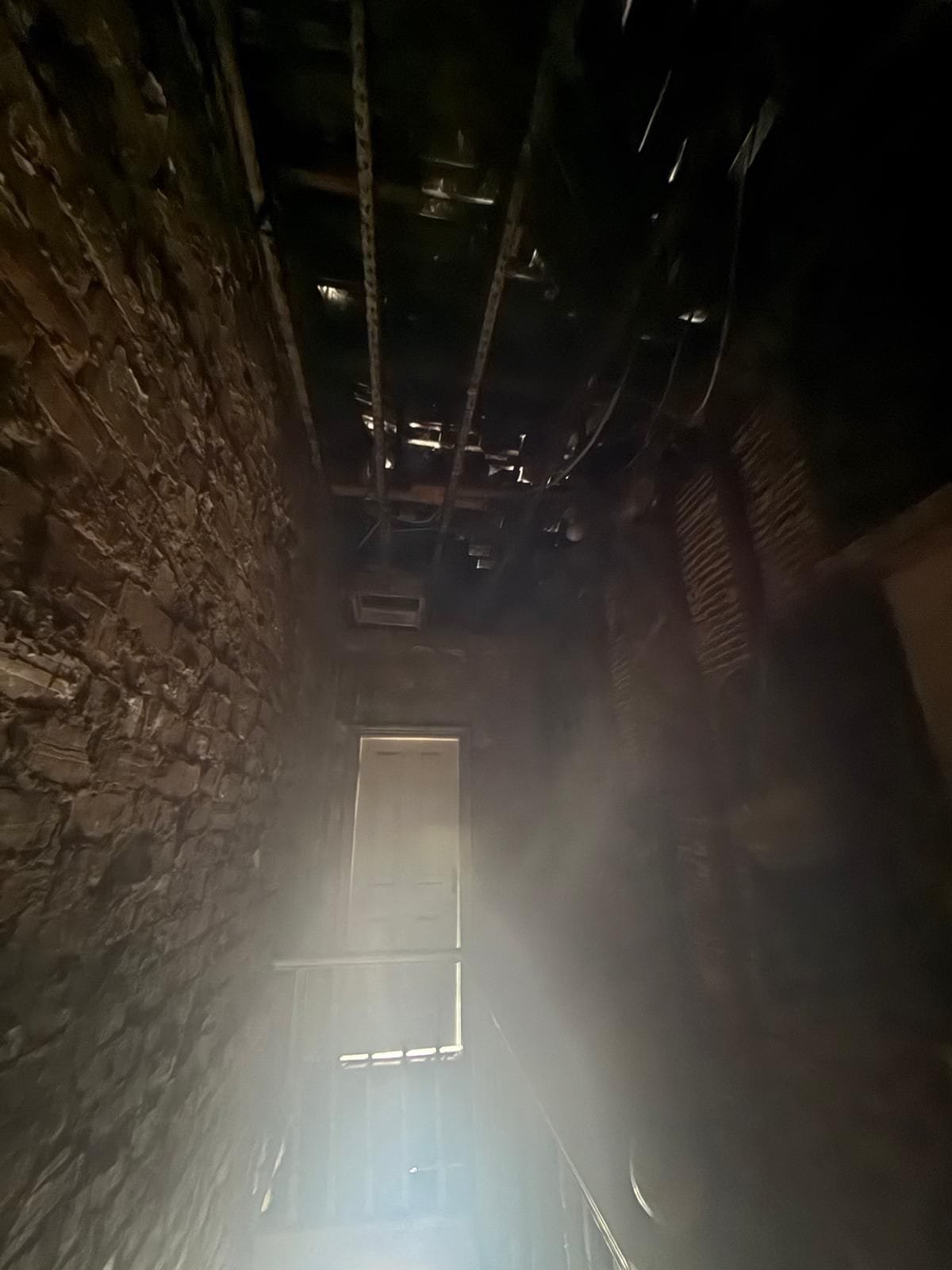 Fire damage restoration in progress