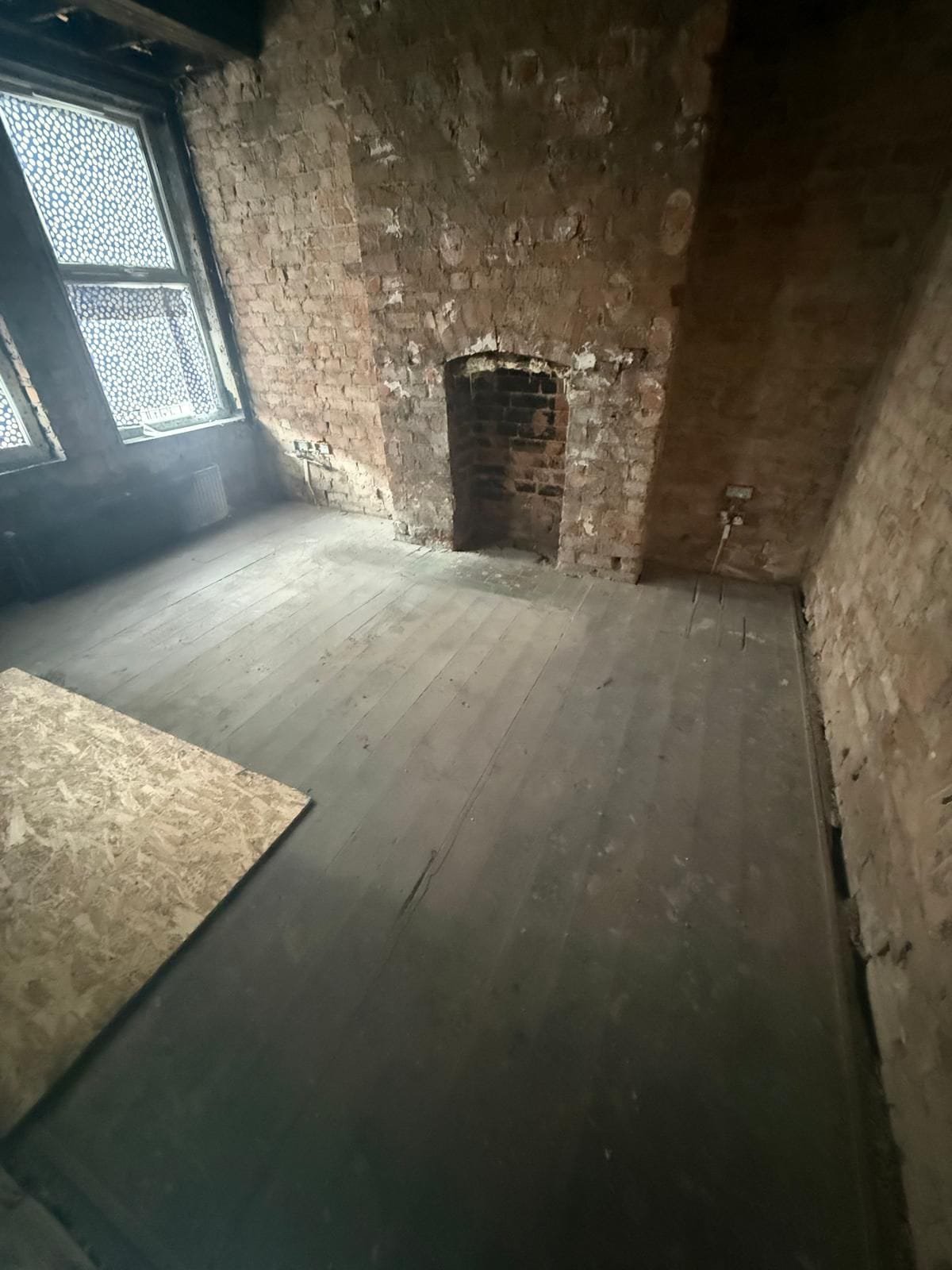 Fire damage restoration in progress