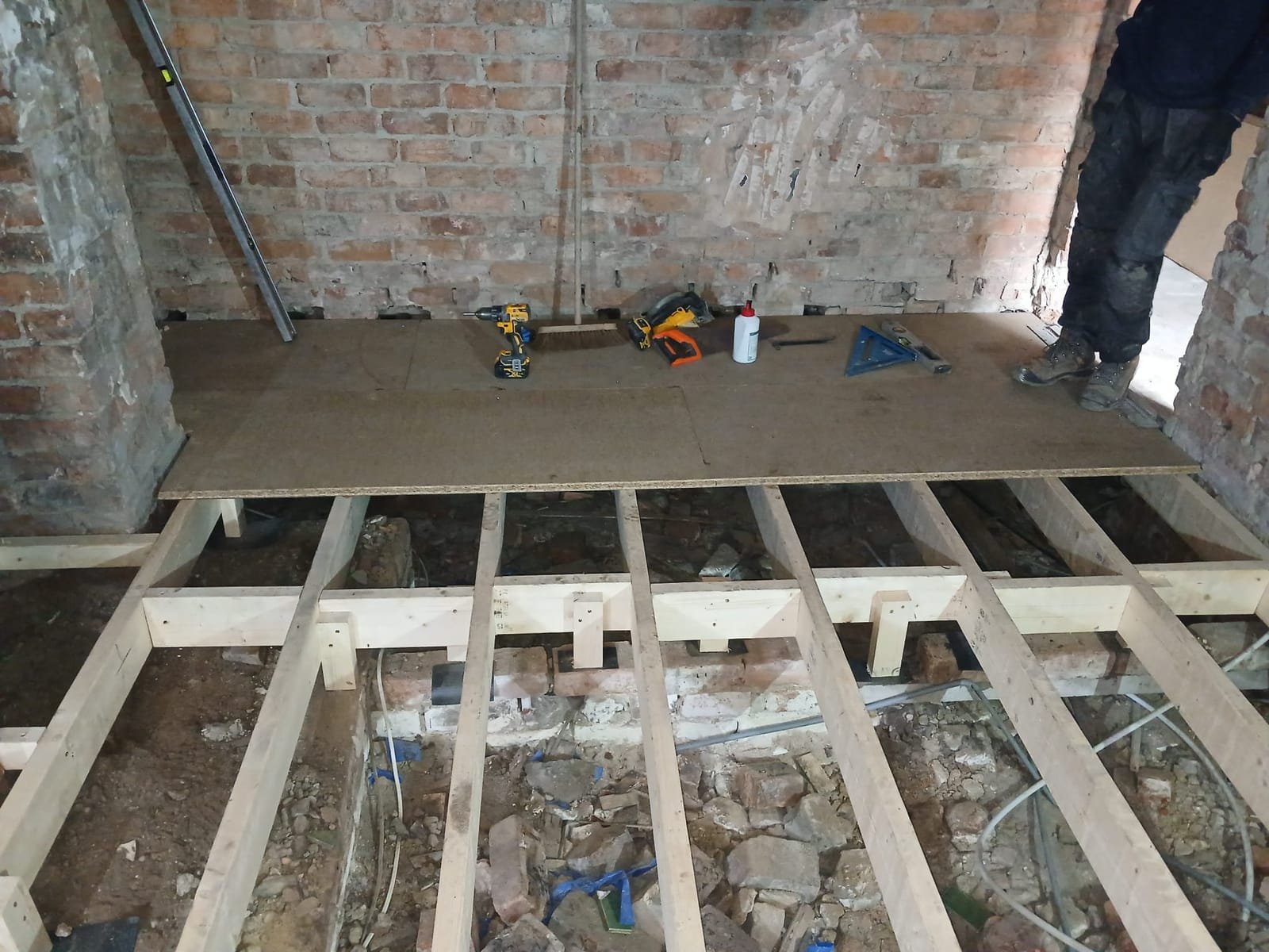 Fire damage restoration in progress