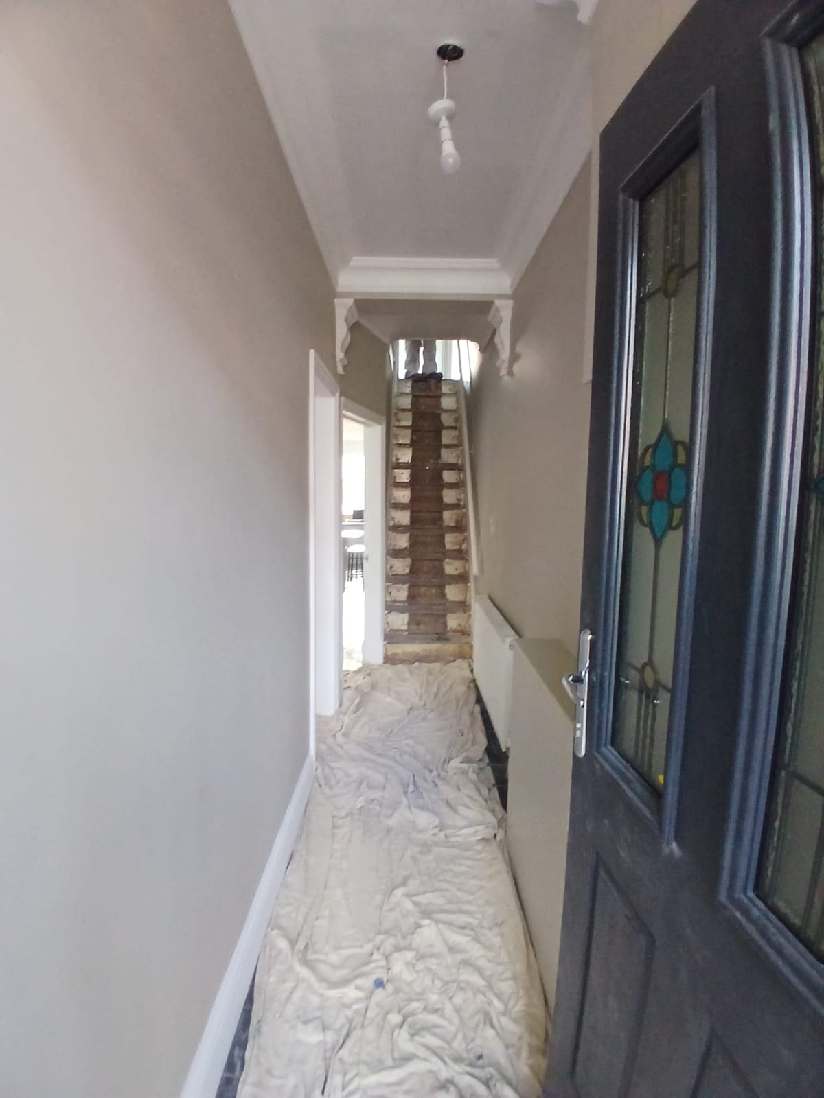 Fire damage restoration in progress